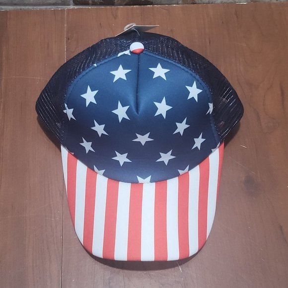 American Flag Hat Cap Stars and Stripes Red White Blue Mesh Back Snapback - Picture 8 of 11